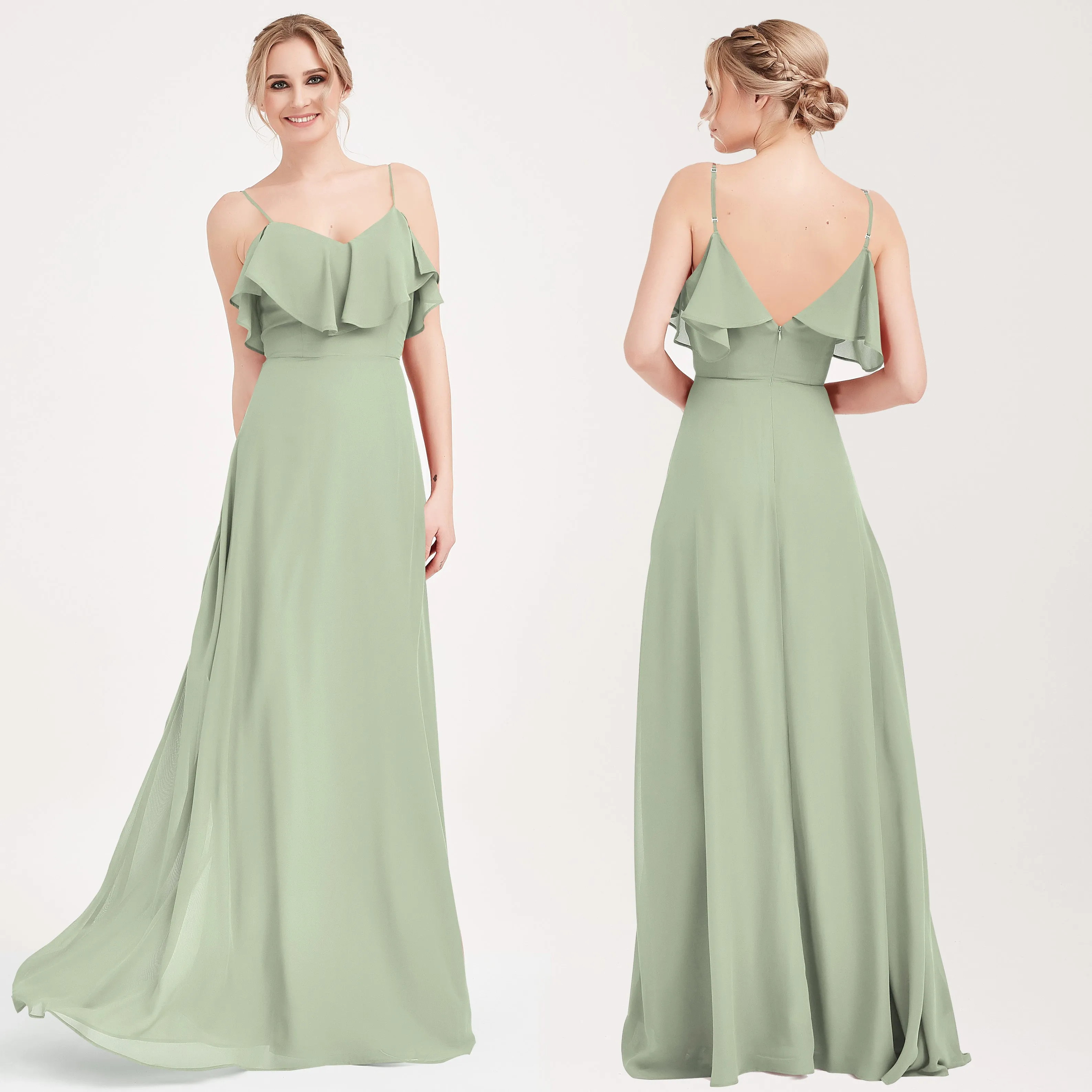 1 Of 3 Ways Convertible Bridesmaid Cinnamon Rose Chiffon A-Line Gown