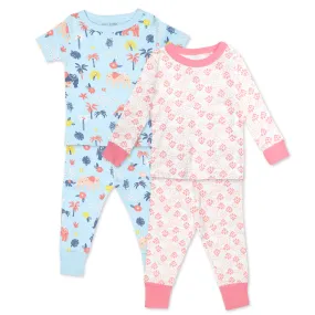 4-Piece Organic Cotton Pajama Set in Elephant Blooms Print