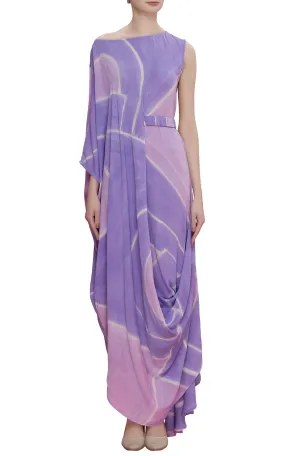 Abstract Printed Drop Shoulder Drape Dress