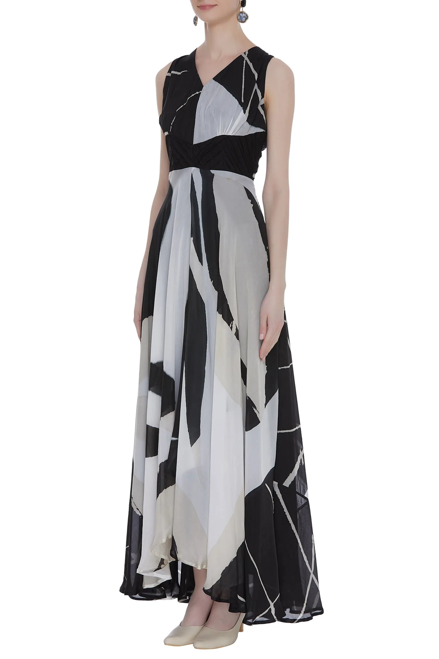 Abstract Printed Sleeveless Dress