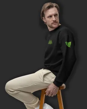 Arboreal Drop Shoulder Sweatshirt: Black