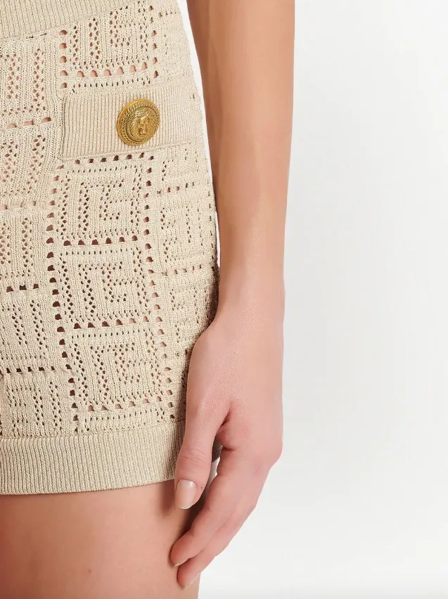 Balmain monogram mesh knitted shorts