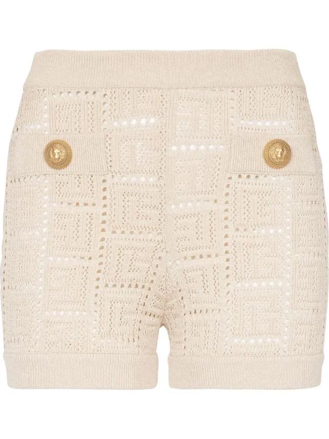 Balmain monogram mesh knitted shorts