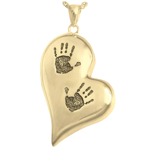 B&B Two Footprints/Handprint/Pawprint Teardrop Heart Pendant