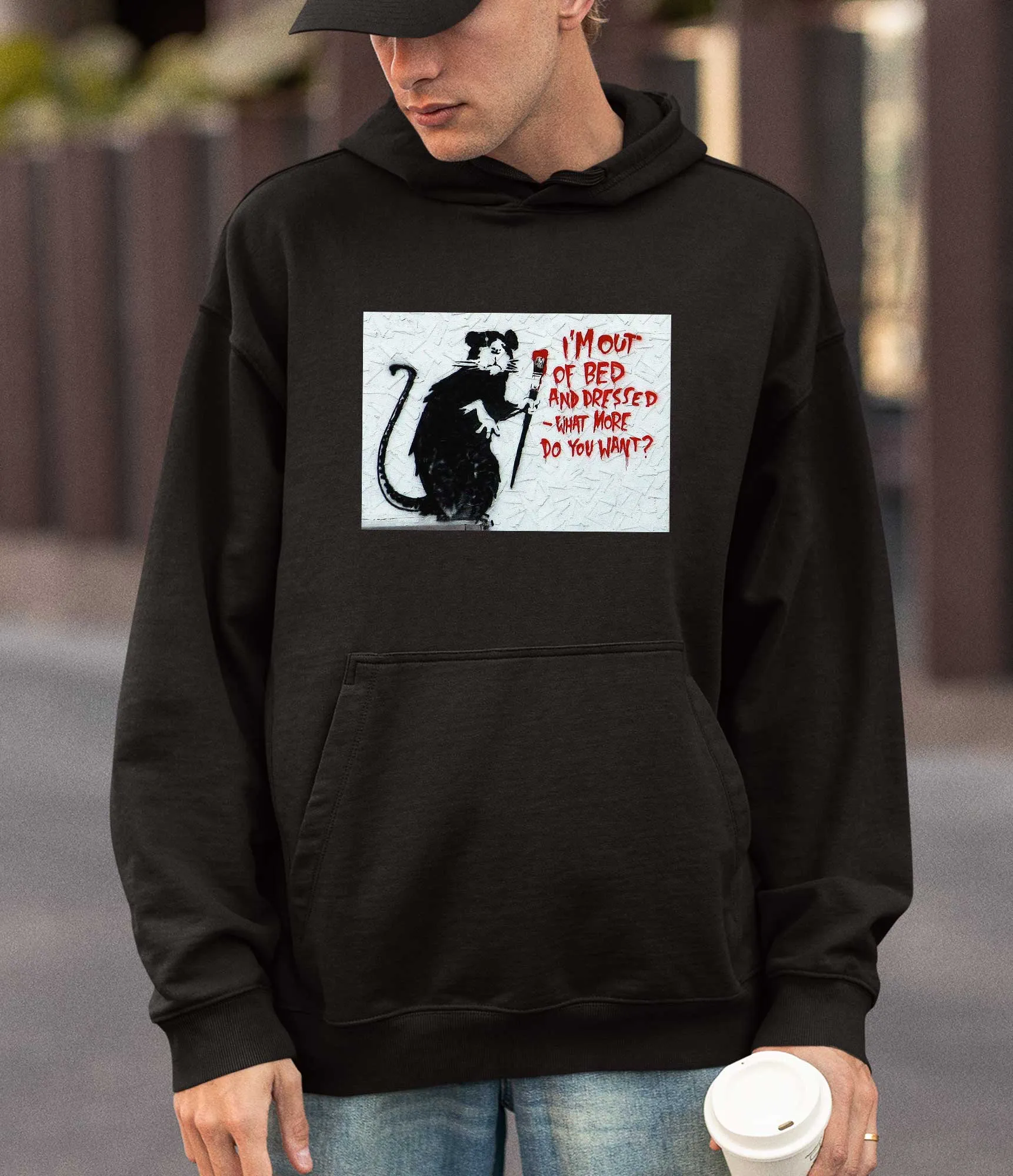 Banksy Hoodie -I'm Out of Bed