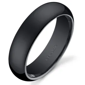 Black Ceramic unisex Band 6mm Size 5