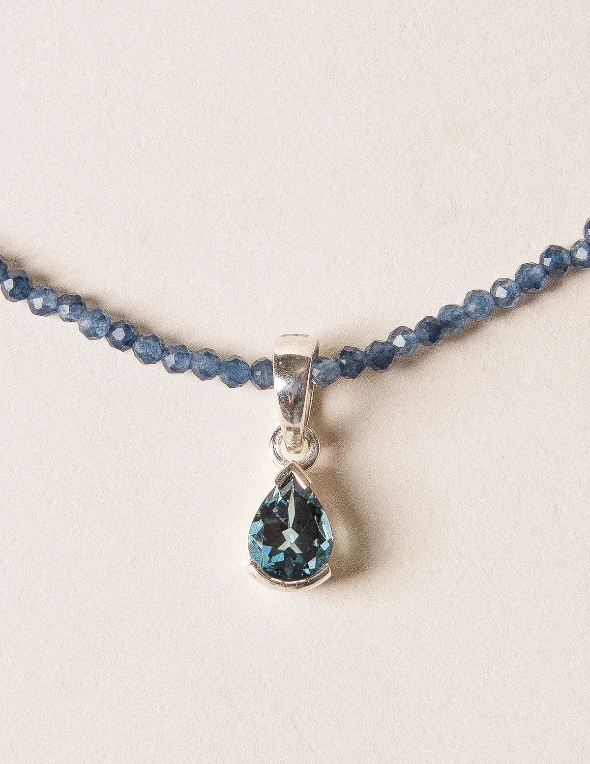 Blue Topaz on Beaded Kyanite Necklace - One of a Kind