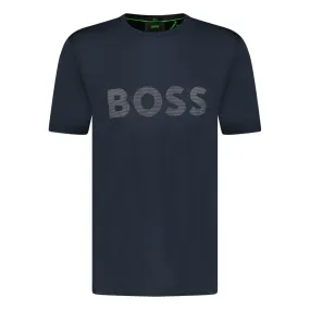 BOSS ACTIVE LOGO-PRINT T-SHIRT NAVY