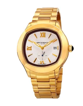 Bruno Magli Mens Amadeo Leather Dial Watch - Gold-Tone - Bracelet - Date Window