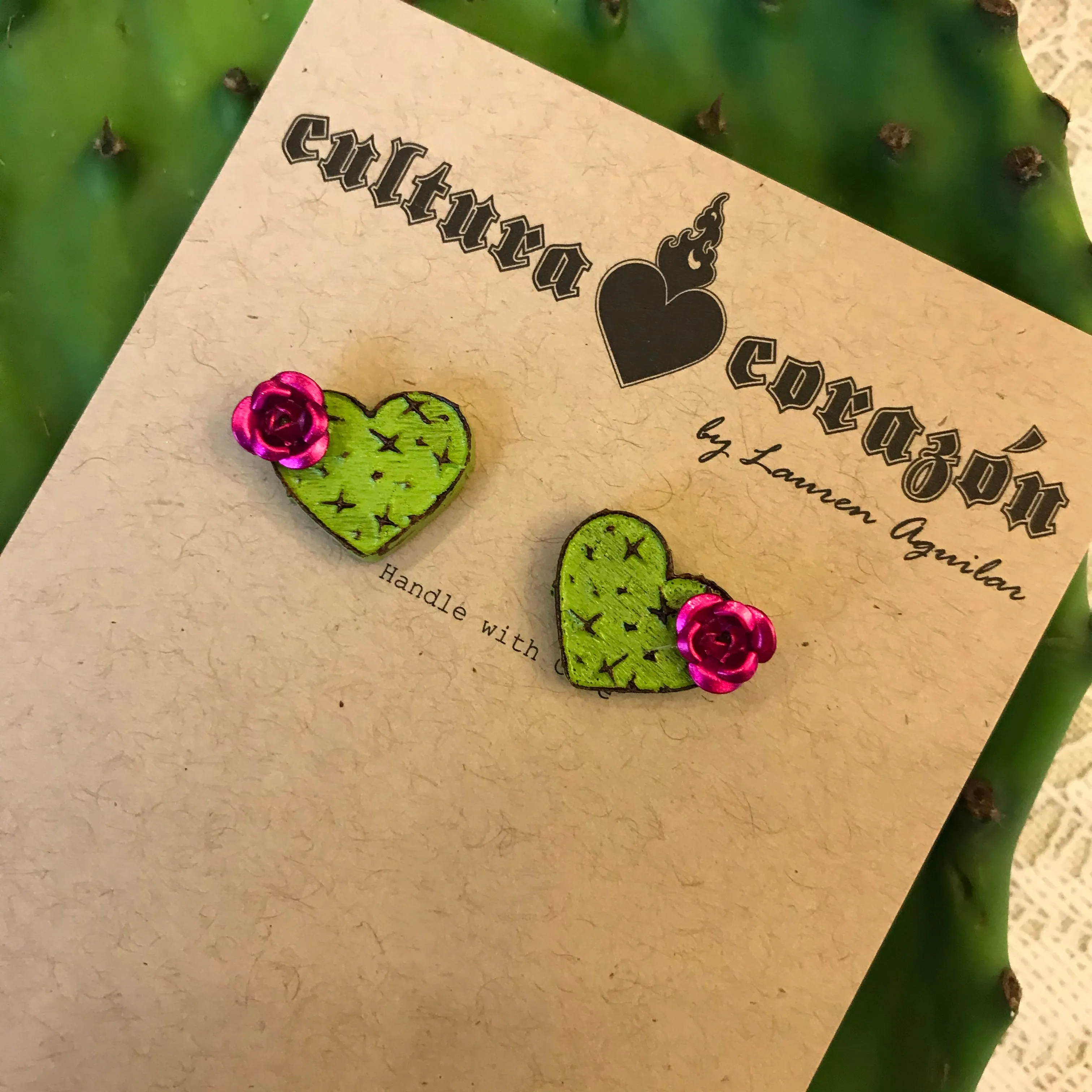 Cactus Heart ~ Wood Studs