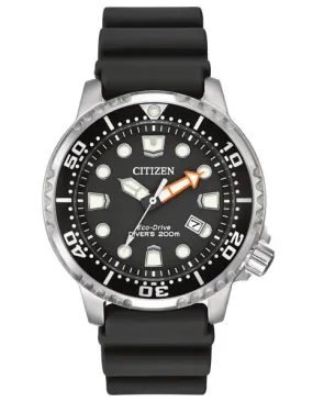 Citizen Eco-Drive Mens Promaster ISO Dive Watch - Steel Case&#44; Black Dial & Strap