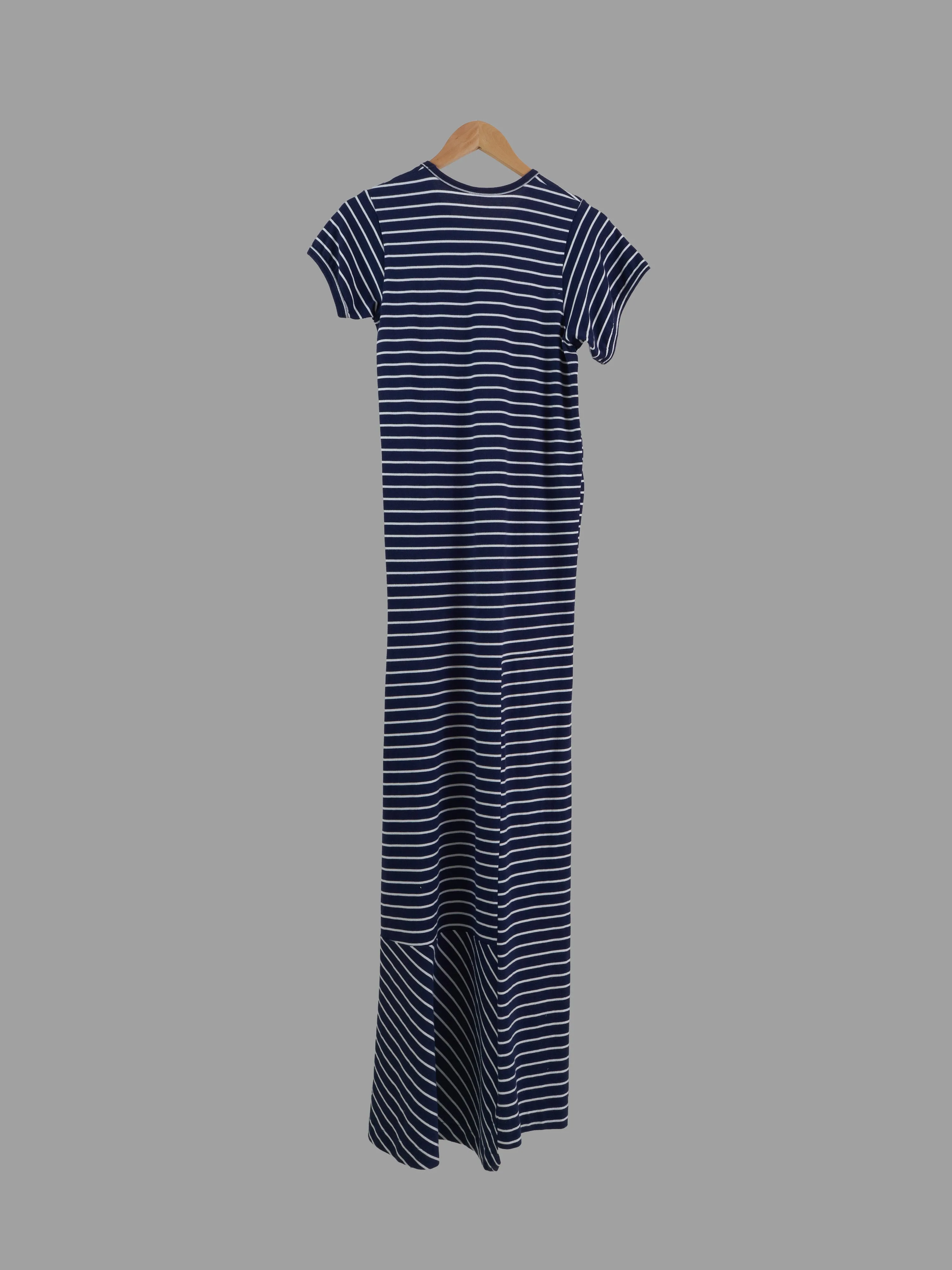 Comme des Garcons 2001 navy striped cotton jersey triple armhole maxi dress