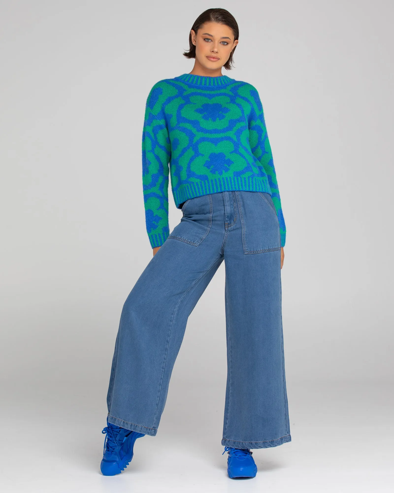 Dahlia Jumper - Blue/Green