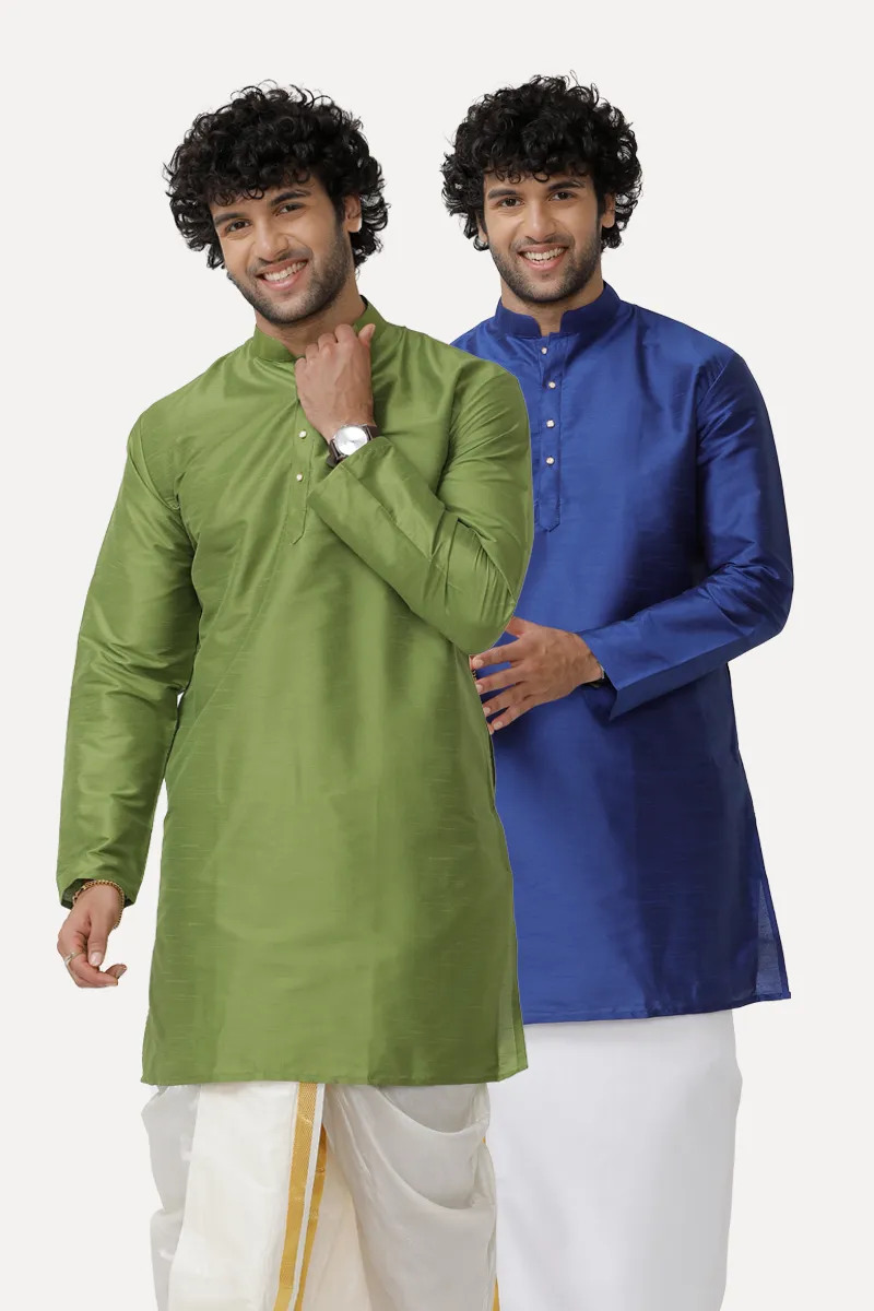 Ethnix - Blue and Green Long Kurta Combo for Men | Uathayam