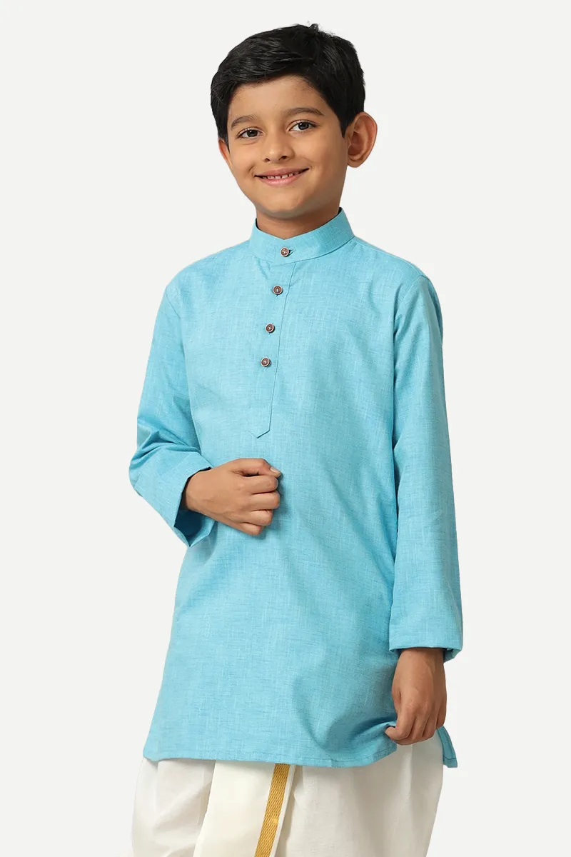 Exotic - Sky Blue Kurta and Panchakacham 2 In 1 Set For Kids | Uathayam