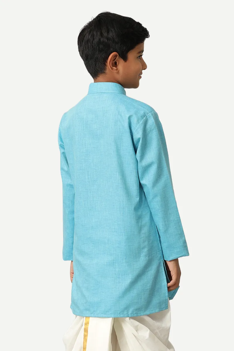 Exotic - Sky Blue Kurta and Panchakacham 2 In 1 Set For Kids | Uathayam