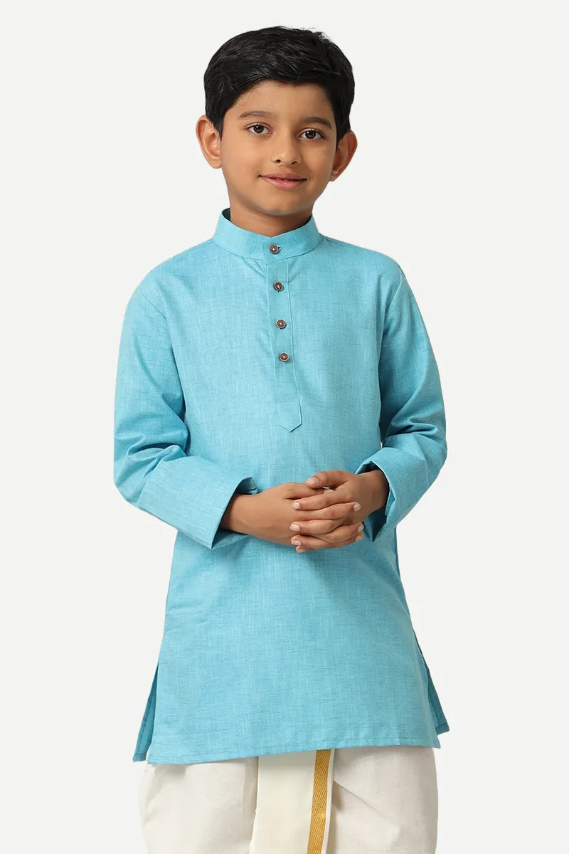 Exotic - Sky Blue Kurta and Panchakacham 2 In 1 Set For Kids | Uathayam