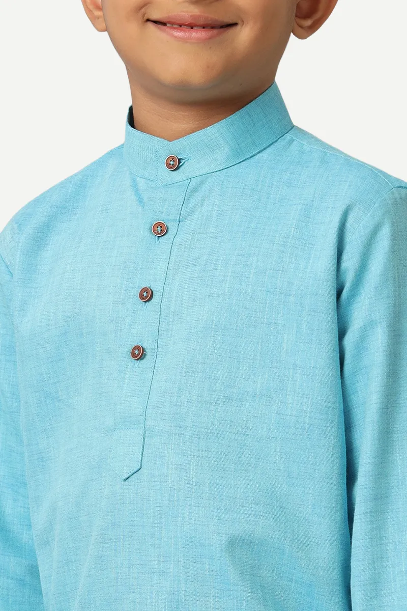 Exotic - Sky Blue Kurta and Panchakacham 2 In 1 Set For Kids | Uathayam