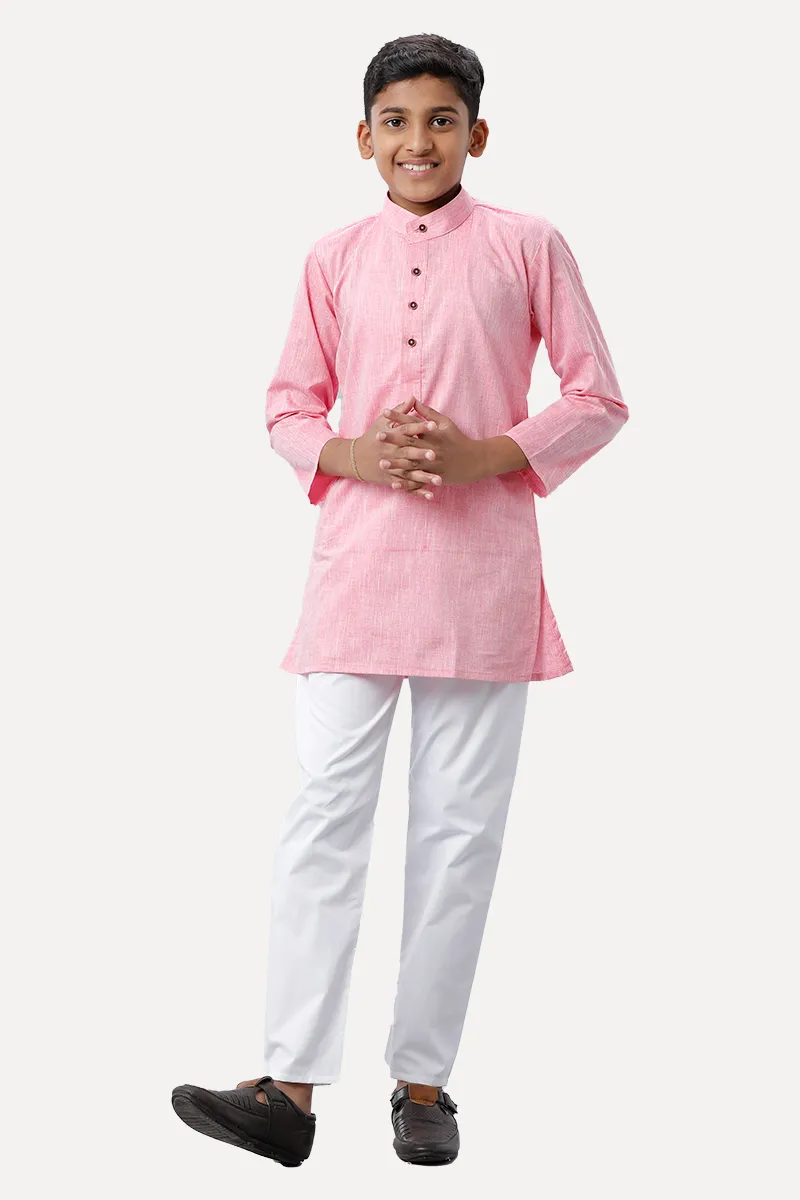 Exotic - Soft Pink Kurta and Pyjama 2 In 1 Set For Kids | Uathayam