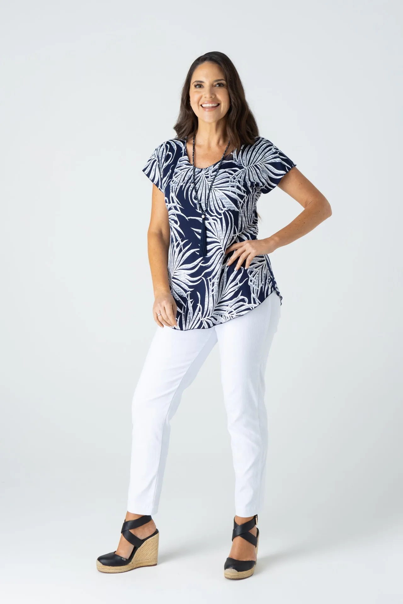 Fern Print Short Sleeve Jersey Top