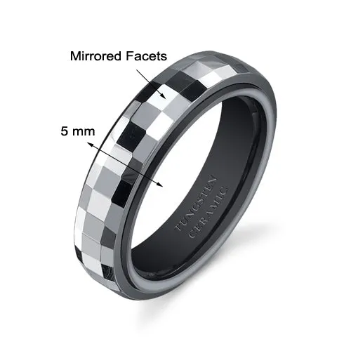 Gunmetal Color 5mm Womens Tungsten Ceramic Band Size 7.5