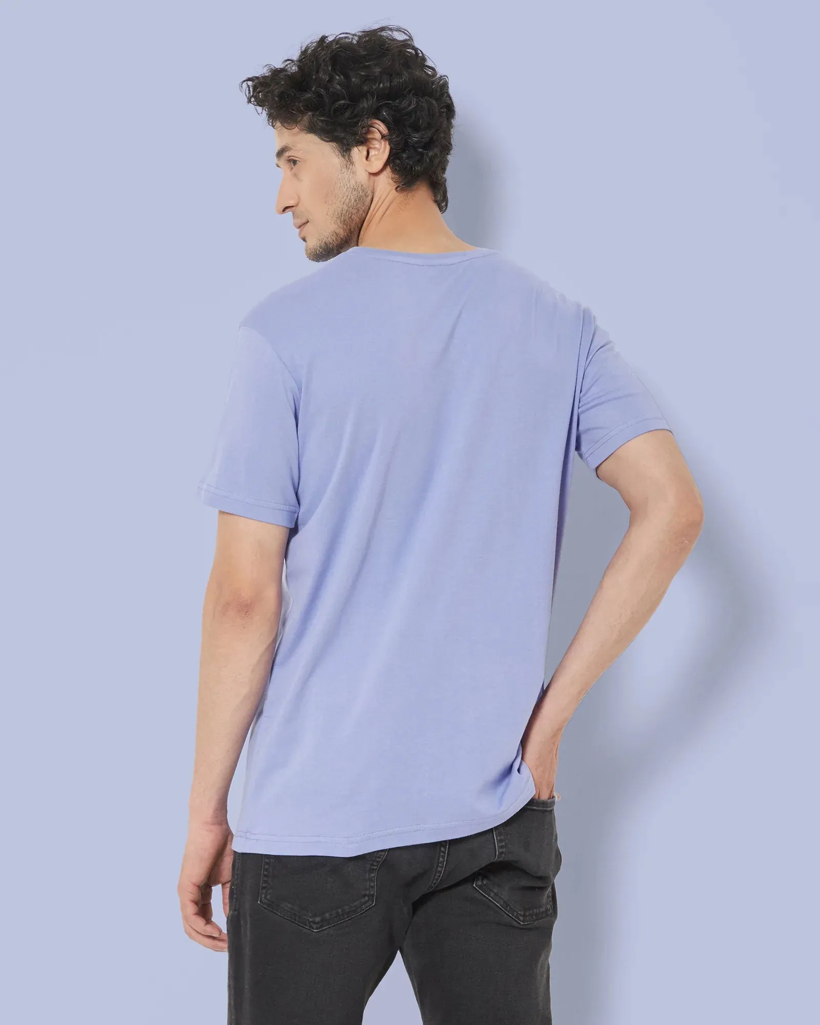 Half Sleeves Crew Neck: Periwinkle