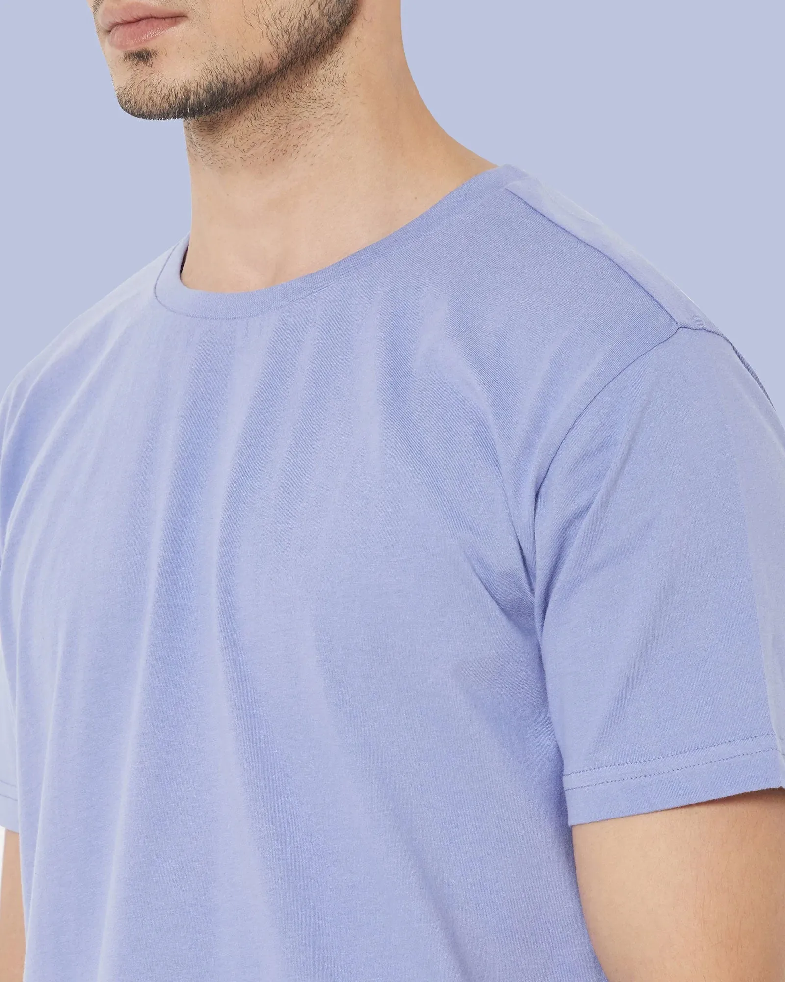 Half Sleeves Crew Neck: Periwinkle