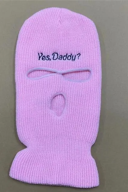 Lavender Embroidered Yes Daddy? Ski Mask