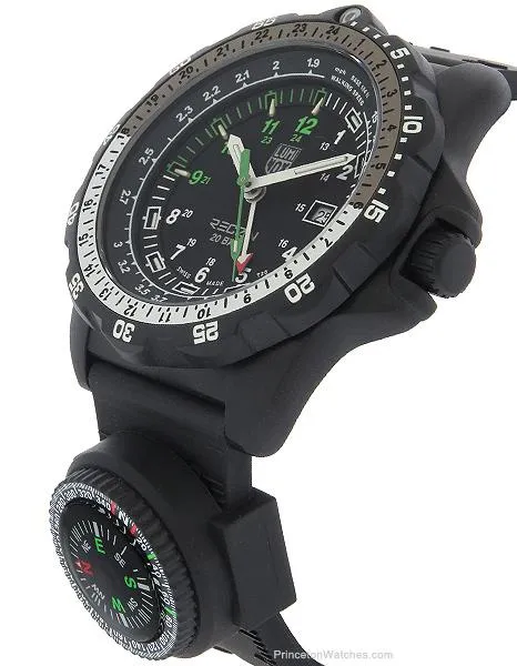 Luminox Mens Recon Navy SPC - Black&#44; Green & White Dial - PU Strap with Compass