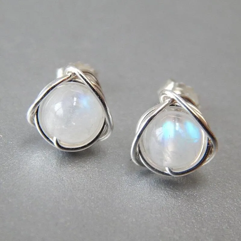 Mini Lantern Moonstone Earrings