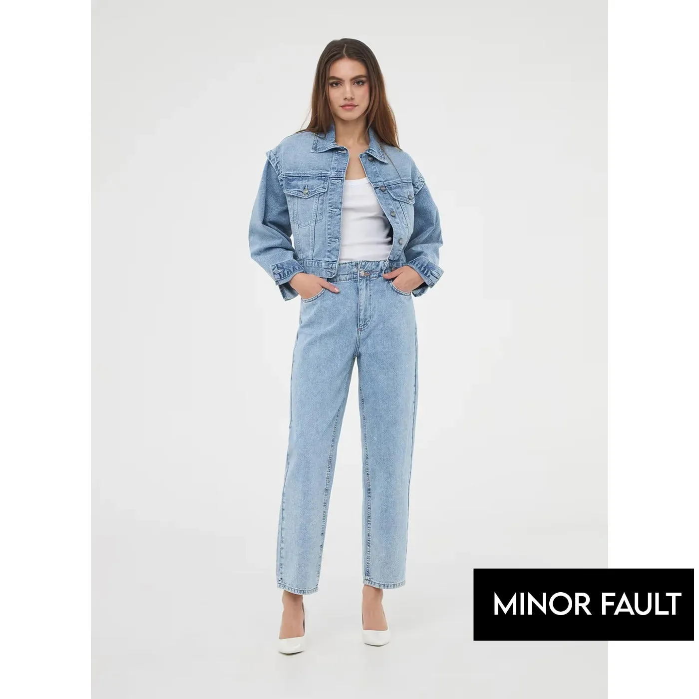 (Minor Fault) Light Blue Paper Bag Mom Jeans