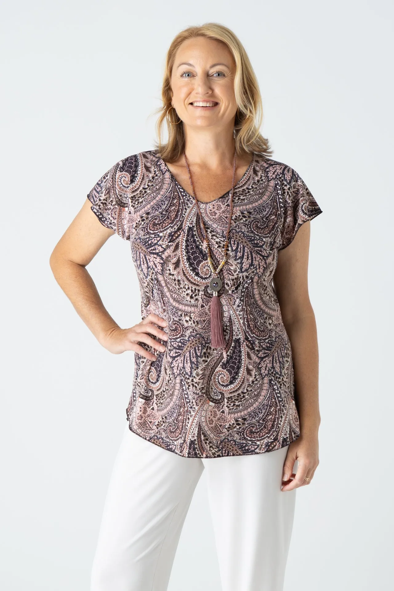 Musk Print Short Sleeve Jersey Top