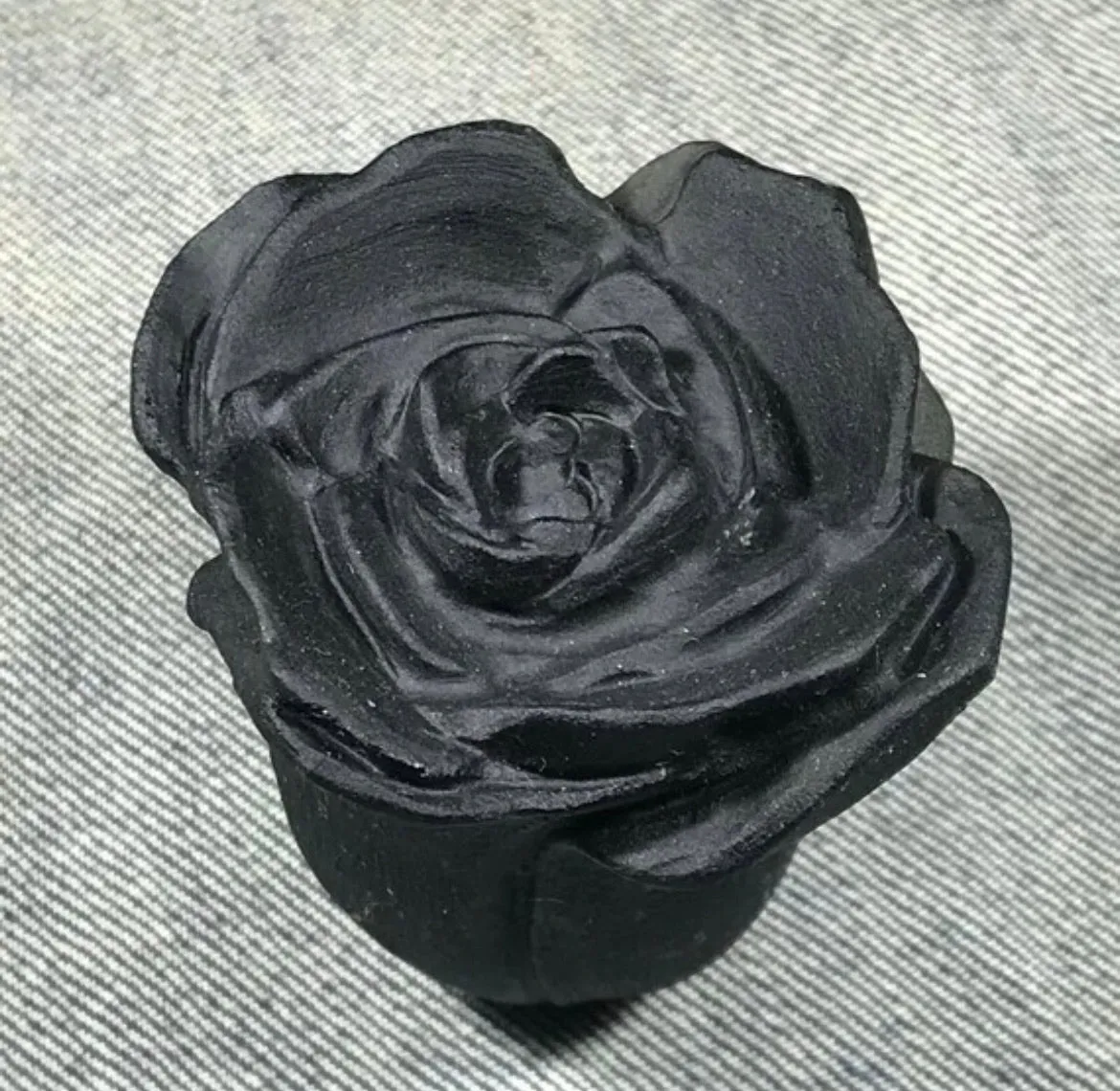 Natural Black Obsidian gemstone carved Rose