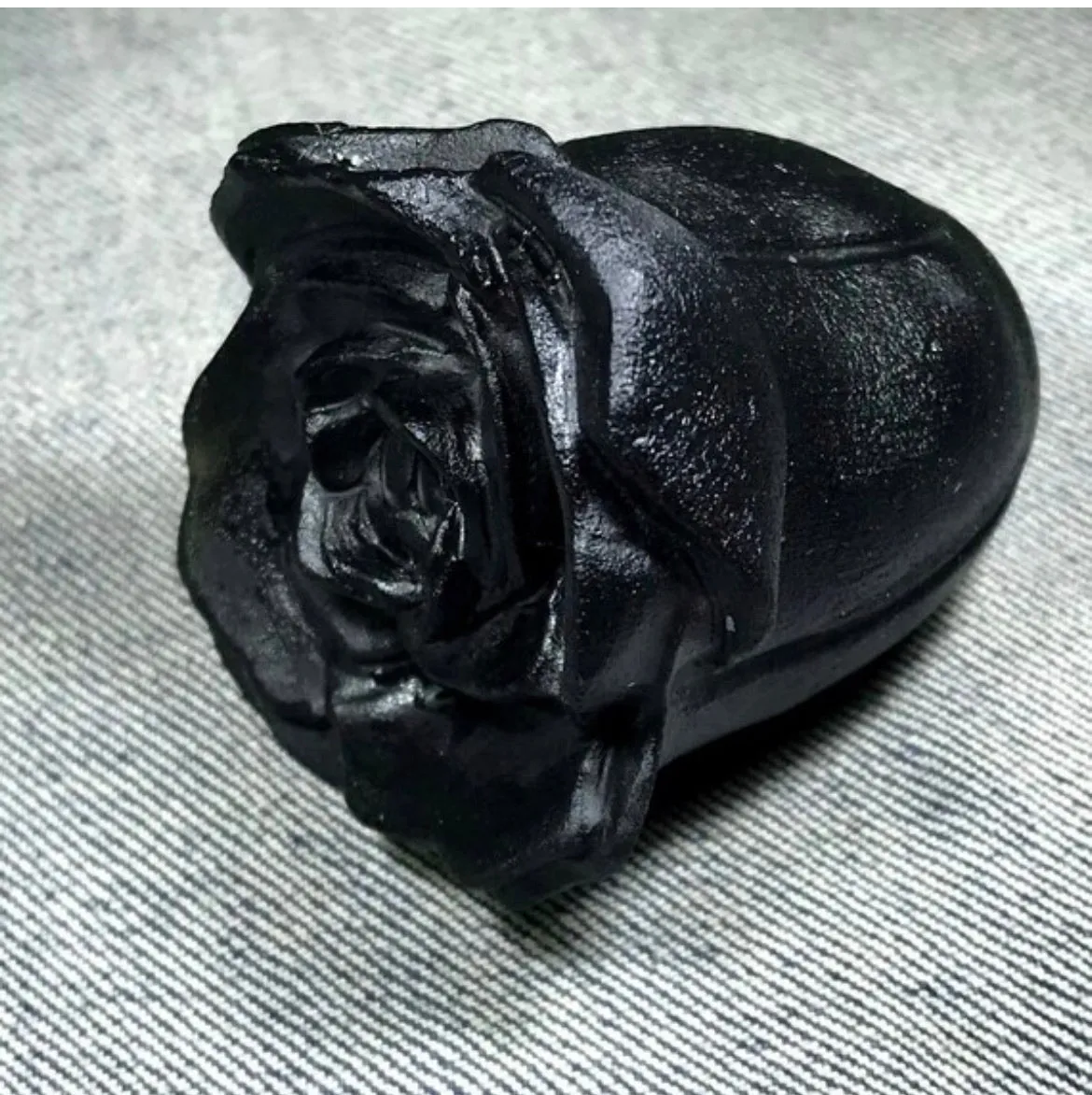 Natural Black Obsidian gemstone carved Rose