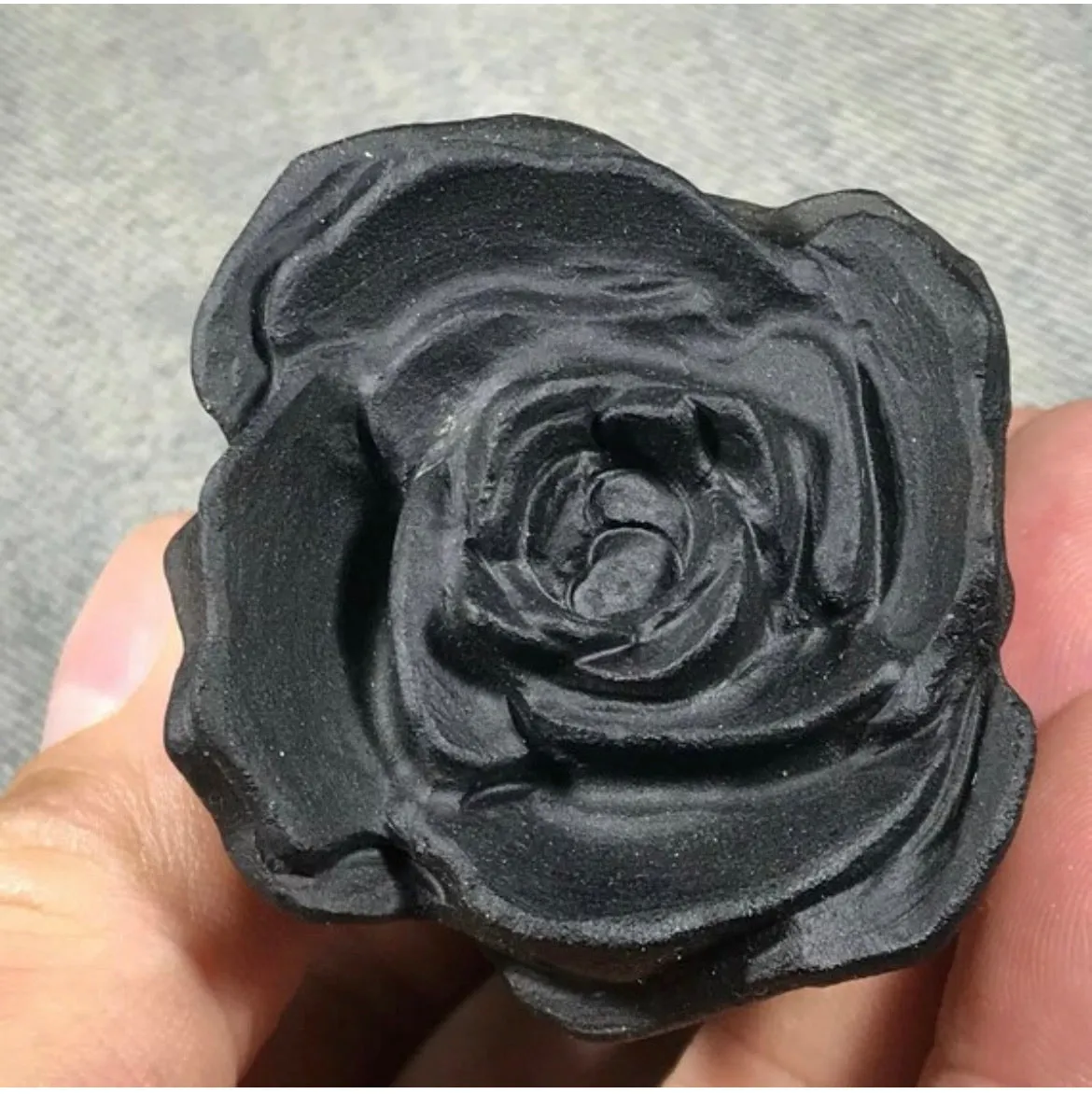 Natural Black Obsidian gemstone carved Rose