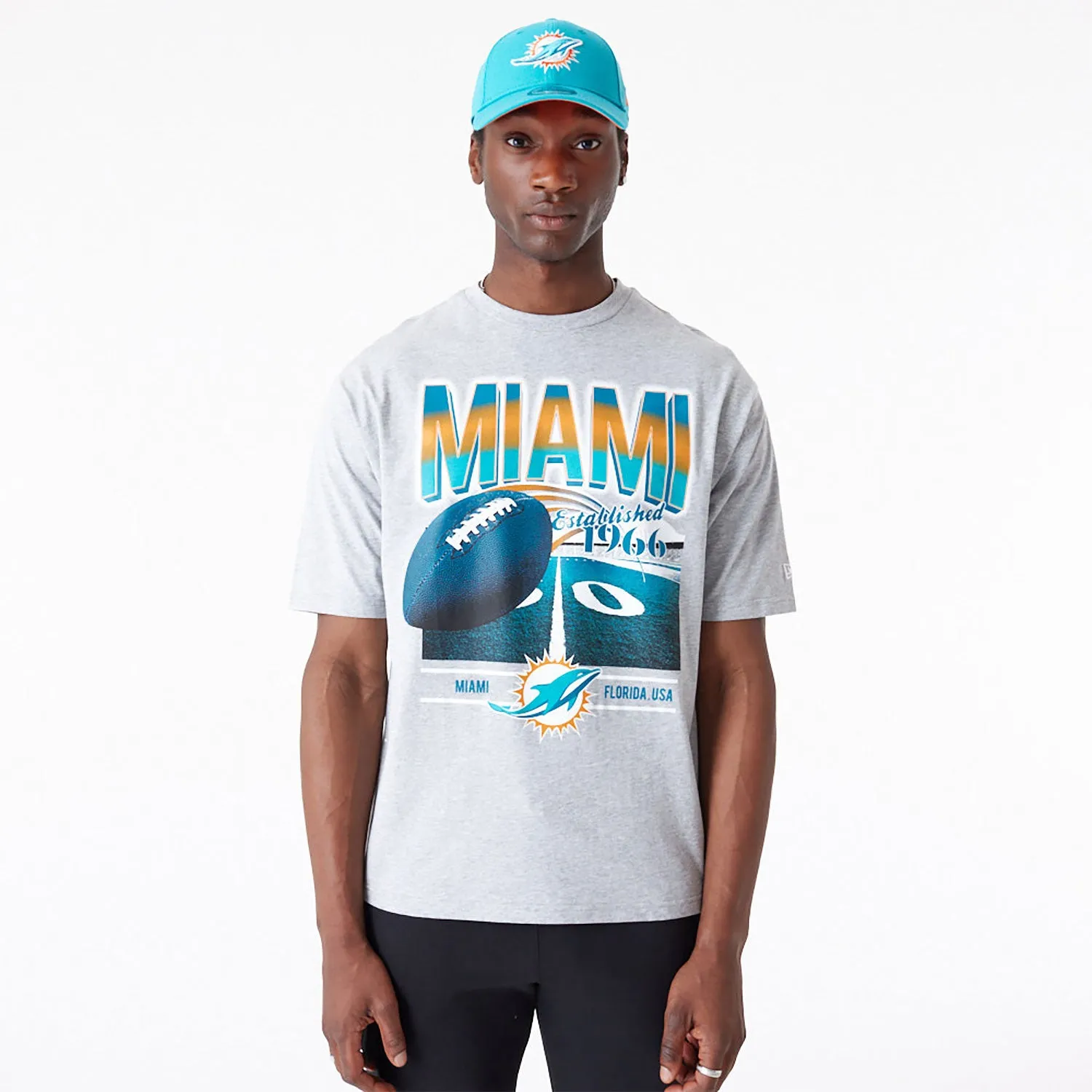 NEW ERA Miami Dolphins NFL Team Graphic Grey Oversized T-Shirt