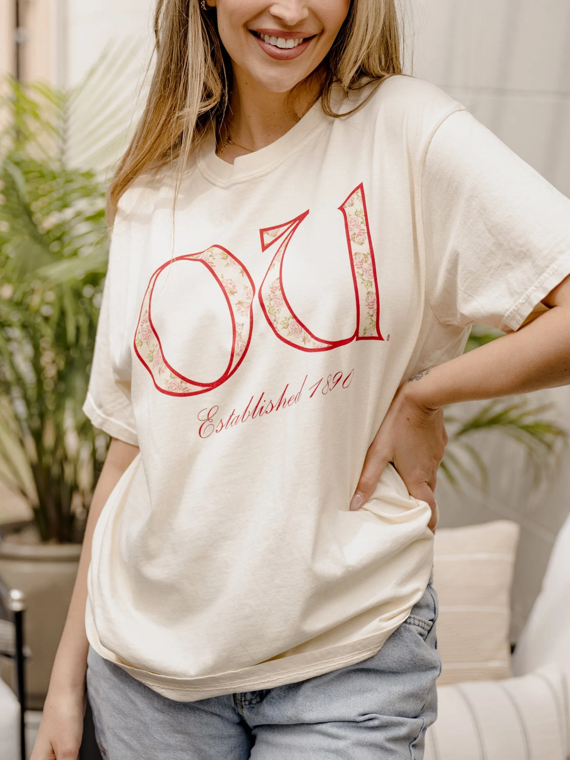 OU Sooners Palace Rose Natural Tee