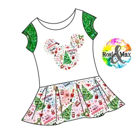 PREORDER -Christmas Wish - WHITE - Mouse Head  -Isla Dress-w/PANEL