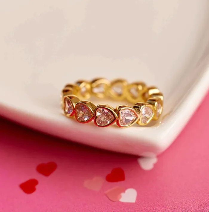 Puravida Gold Stone Heart Ring Band