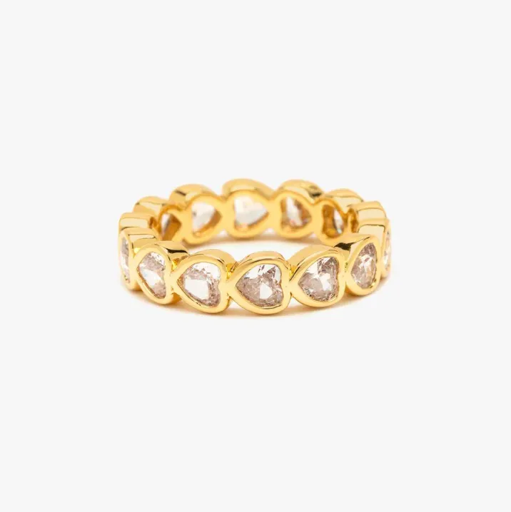 Puravida Gold Stone Heart Ring Band