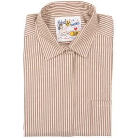 Roomy Shirt - Soft Finish Classic Stripe - Cream   Brown