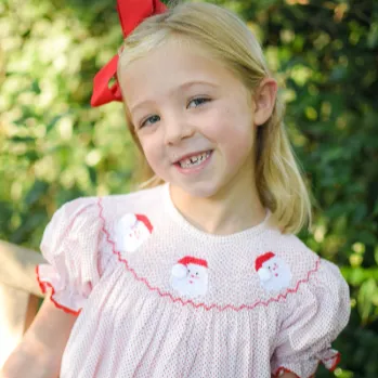 Santa Smocked Dress in red polka dot