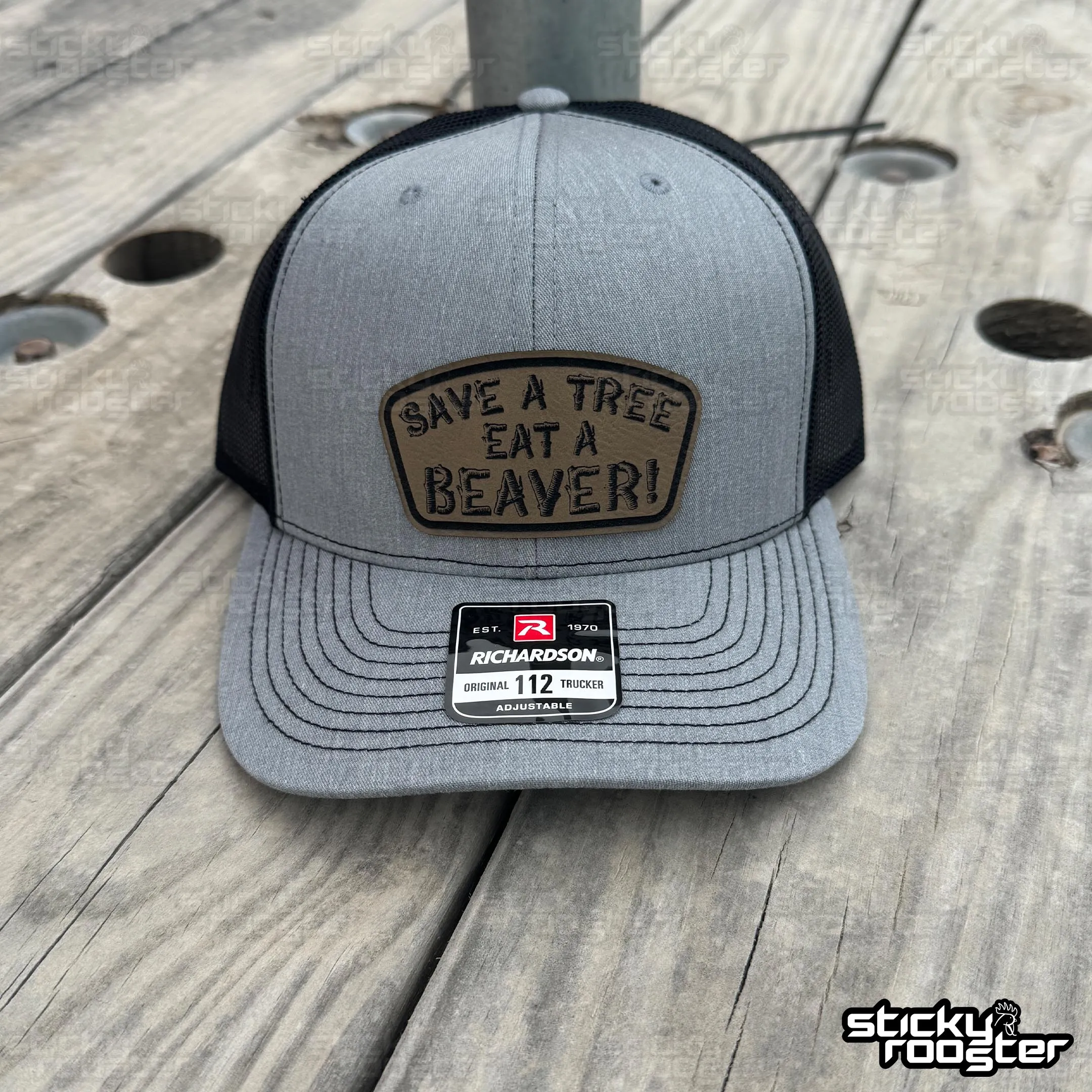 Save A Tree, Eat A Beaver Leather Patch hat