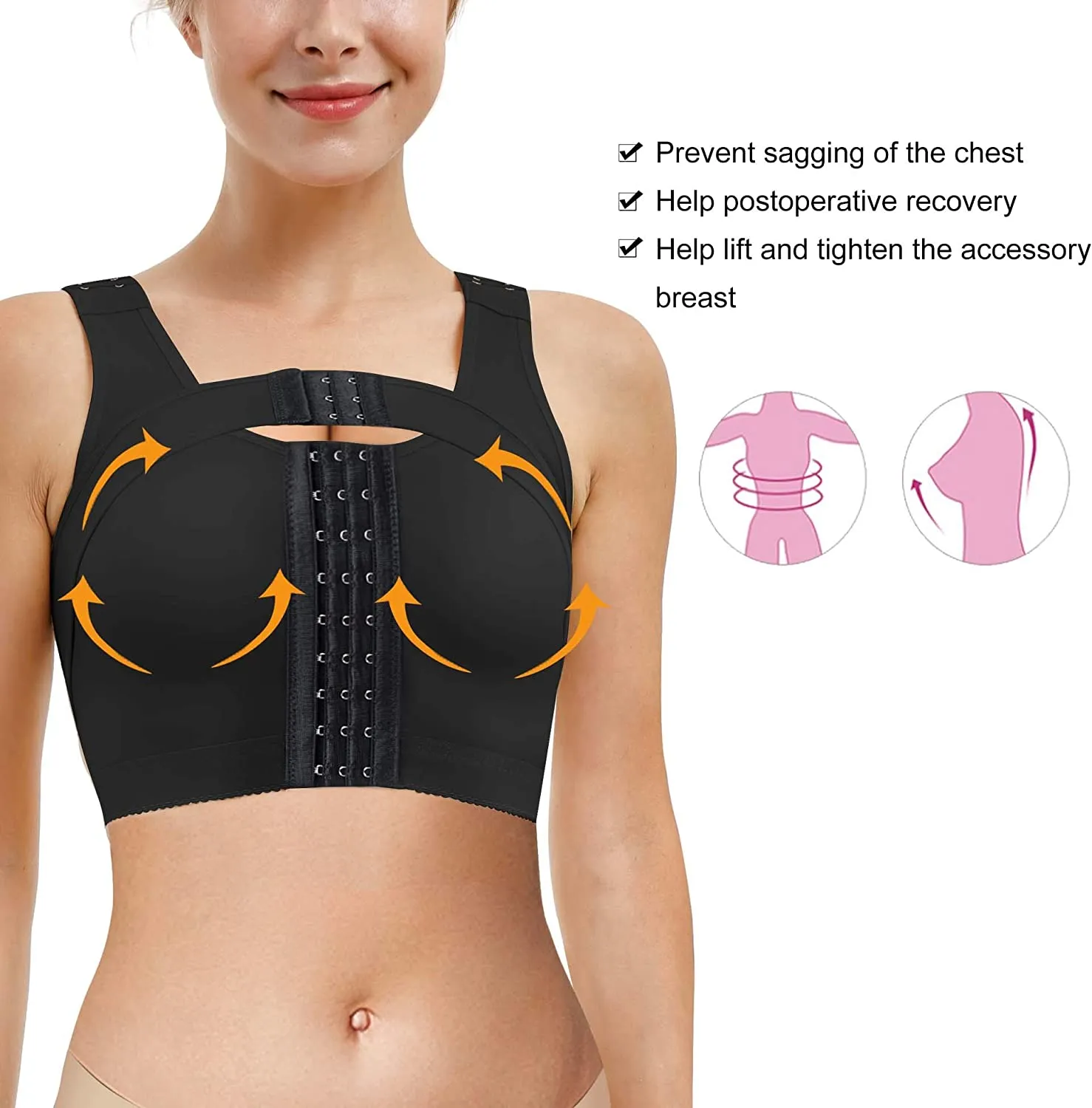 SCSTAR Post-Surgery Posture Corrector Front Closure Bra for Women