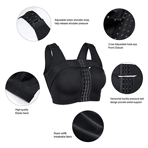 SCSTAR Post-Surgery Posture Corrector Front Closure Bra for Women