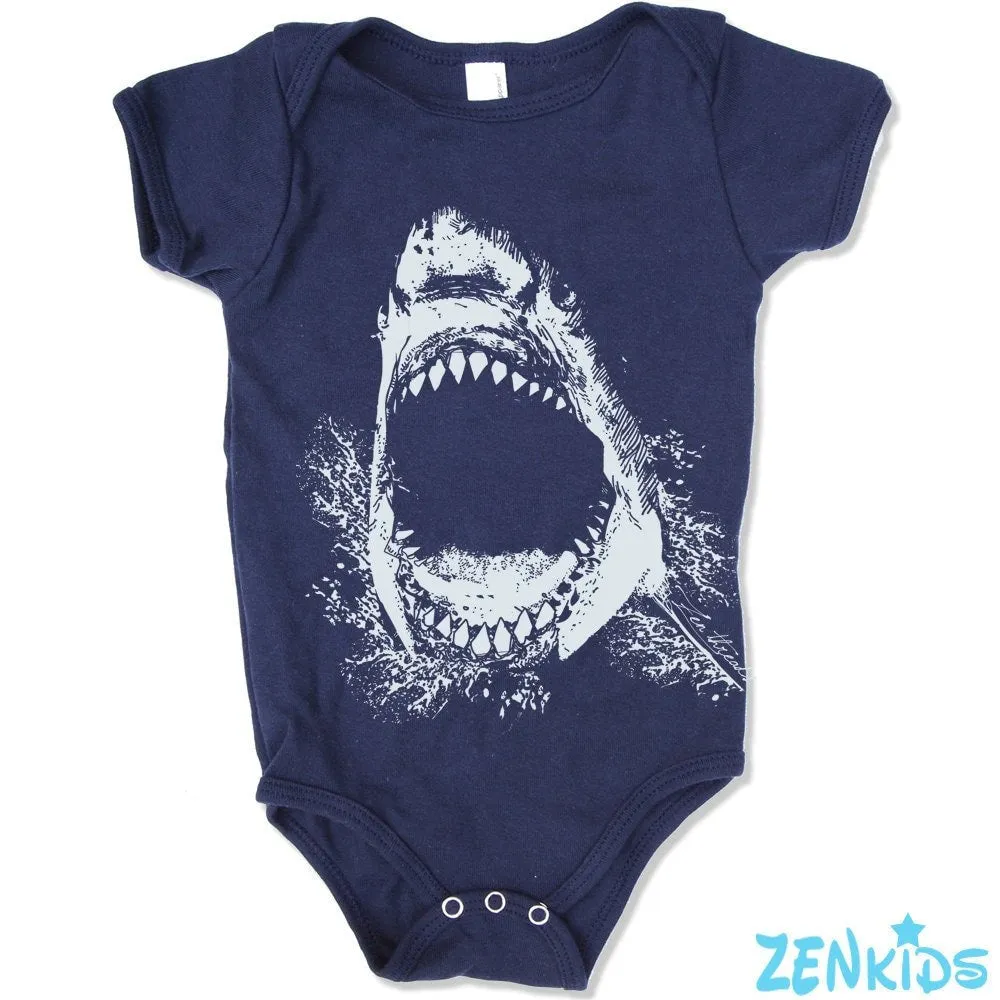 SHARK Baby infant One-Piece jumper romper tee jaws surf Eco printed FREE Shipping