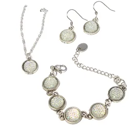 Silver Star Dust White Necklace, Bracelet & Earrings