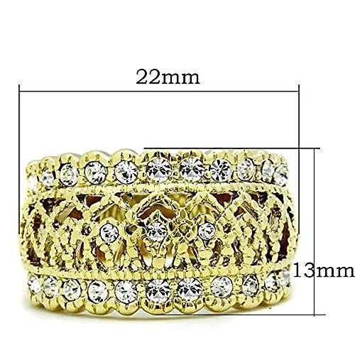 WildKlass Stainless Steel Pave Ring IP Gold Women Top Grade Crystal Clear